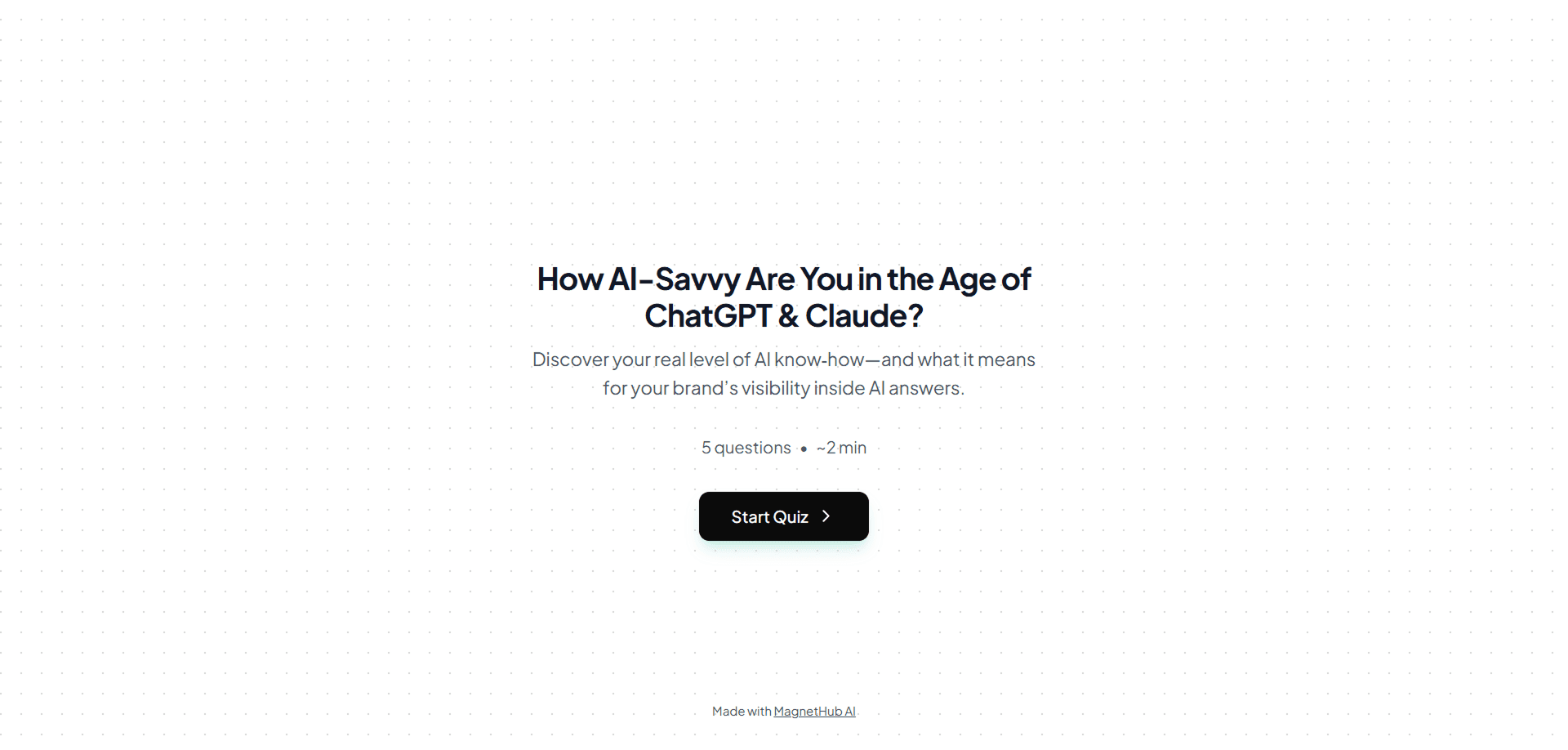Eye-catching quiz landing page